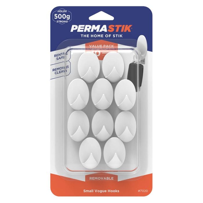 Permastik Small White Vogue Hook - 10 Pack