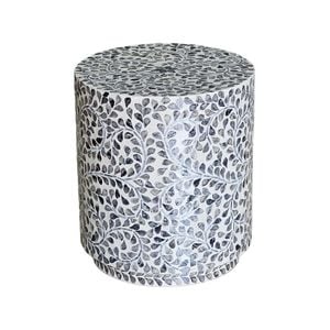 Mother Of Pearl Ebony Swirl Cream Stool/side Table