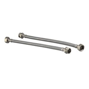 Kinetic 250mm Stainless Steel Flexible Braided Hose Mixer Tap Extension - Pack of 2