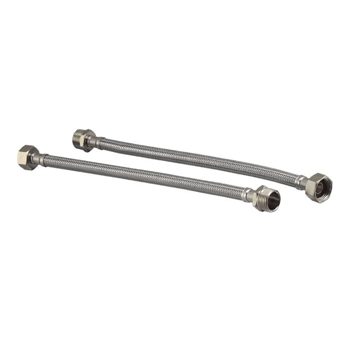 Kinetic 250mm Stainless Steel Flexible Braided Hose Mixer Tap Extension - Pack of 2