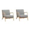 Oikiture 2X Armchair Lounge Chair Accent Armchairs Couches Sofa Wood Light Grey