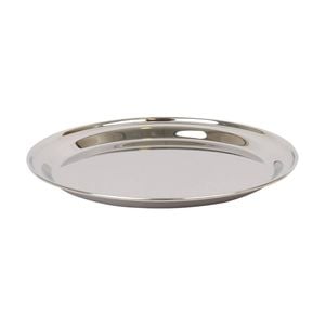 Argon Tableware 25.5cm Serving Platter - Stainless Steel Chrome Dinner Tray Round Tray Plate Small Appetizer Serving Dishes