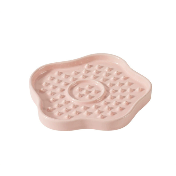 Petal Shaped Ceramic Pet Slow Feeder/Small/Pink