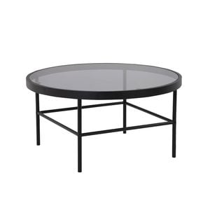 Modern Furniture CASHEL Round Coffee Table 80cm - Smoke & Black