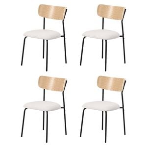 Oikiture 4PCS Dining Chairs Padded Lounge Seat Corduroy Beige