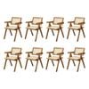 Oikiture 8x Dining Chairs Rattan Chair Walnut