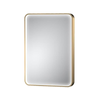 Barelli 900 x 600mm Brushed Brass Signature Framed Rectangular With Curved Edges LED Mirror