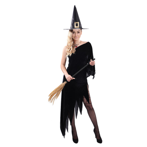 Womens Adult Witch Costume Halloween Party Vampire Dress - Black - Black | One Size | Witch Dress