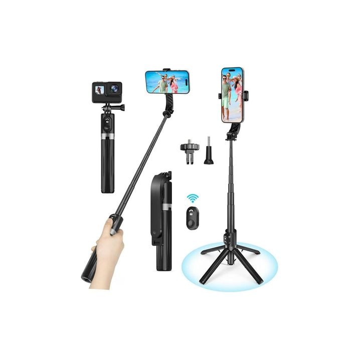 140cm Selfie Stick Tripod for iPhone/GoPro/Android/Insta360 with Remote and Camera Connector Kit