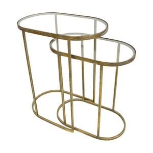 2pc Lvd Modern Nested Metal Frame Table Home & Living Decor Set Vintage Gold