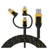 DeWALT 1.8m Charging 3-In-1 Cable Reinforced With Kevlar Lightning Type C And Micro-USB To USB