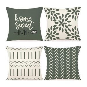 Catzon 4 Pcs Modern Throw Pillow Covers Geometric Flower Pattern for Couch