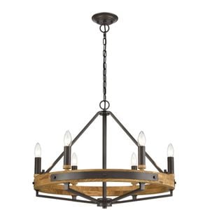 CLA Lighting Funale Interior Candelabra Natural Wood 6-Light Pendant Light Bronze
