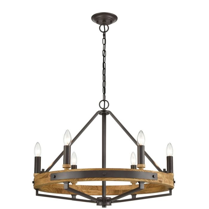 CLA Lighting Funale Interior Candelabra Natural Wood 6-Light Pendant Light Bronze