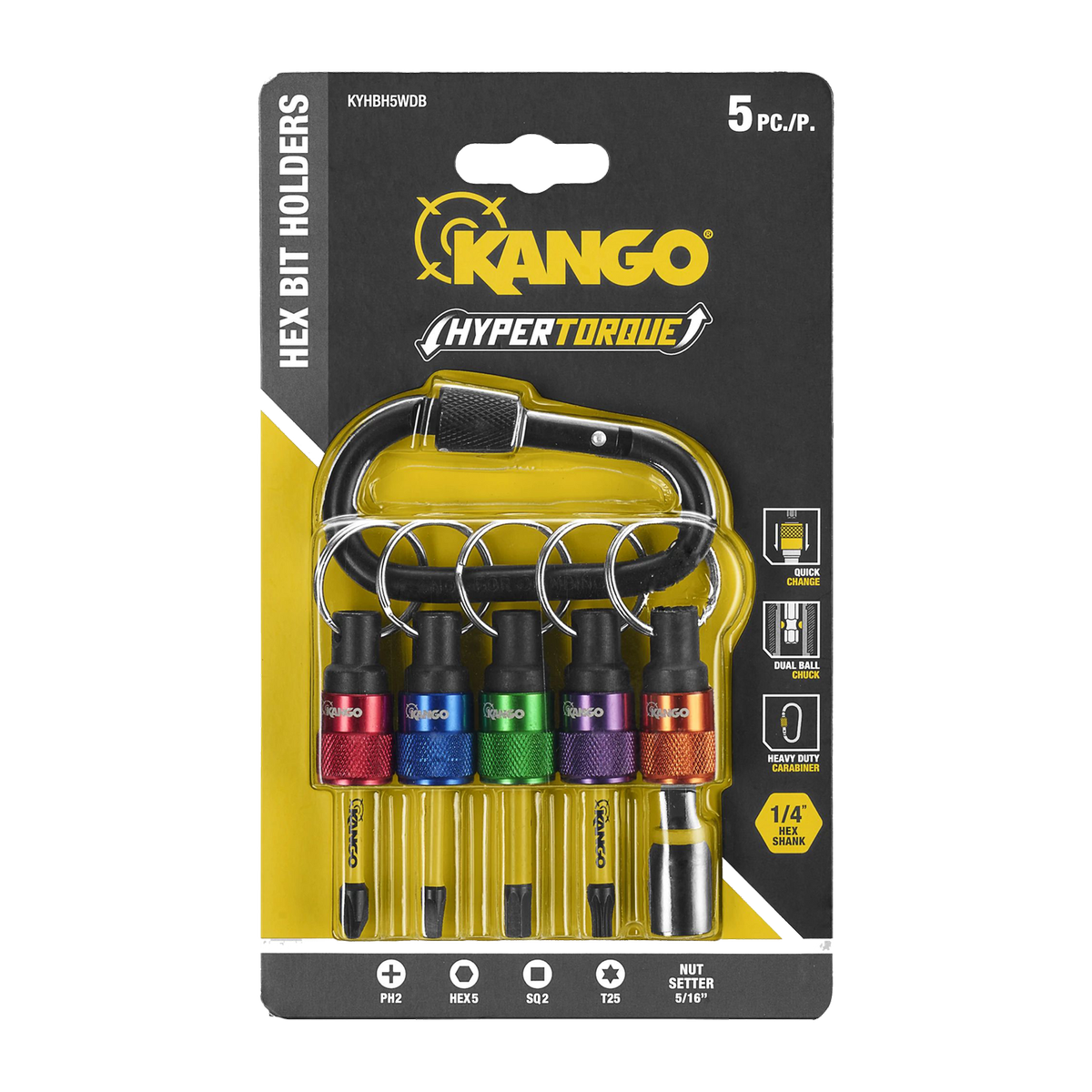 Kango Hypertorque Hex Bit Holders With Mixed Impact Driving Bits - 5 ...