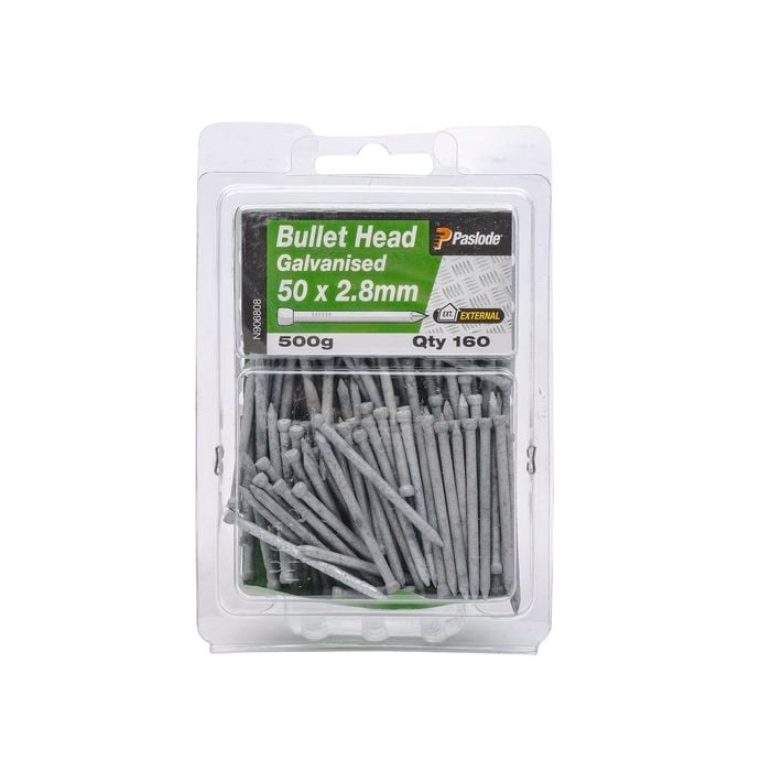 Paslode 50 x 2.8mm 500g Galvanised Bullet Head Nails - 160 Pack
