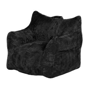 Ufurniture Bean Bag Chair With Backrest 83*90cm Corduroy Sofa With Handle High-resilience Stuffed Floor Sofa Lounger Black