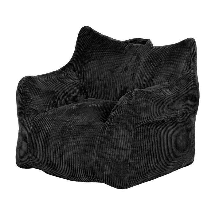 Ufurniture Bean Bag Chair With Backrest 83*90cm Corduroy Sofa With Handle High-resilience Stuffed Floor Sofa Lounger Black