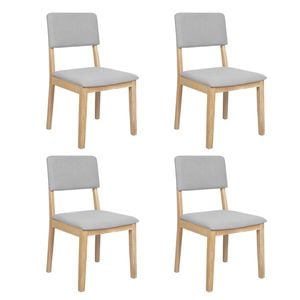 Levede 4Pcs Solid Wood Fabric Seat dining Chair - Natural