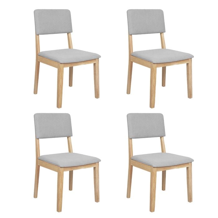 Levede 4Pcs Solid Wood Fabric Seat dining Chair - Natural
