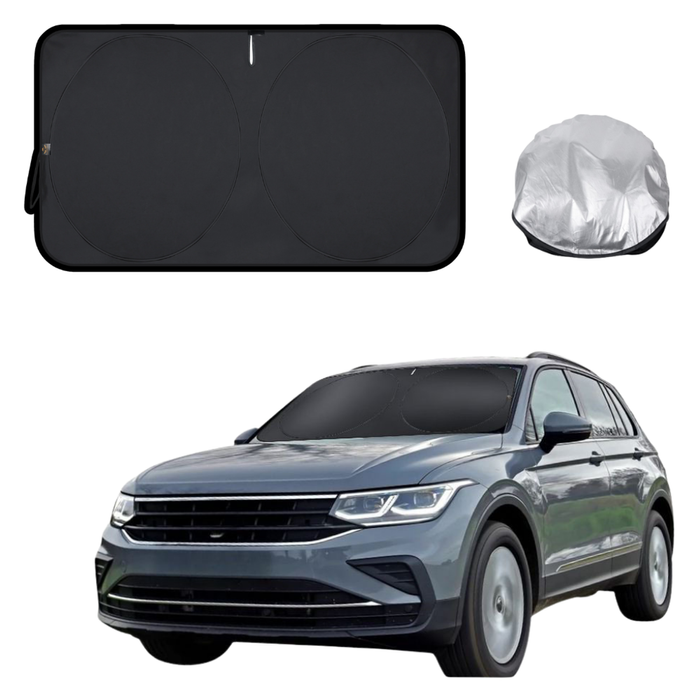 Front Windscreen Sun Shade for VolksWagen Tiguan 2016 - 2023 (Life, Elegance, R, R-Line) - Standard 150 x 85 cm - Black
