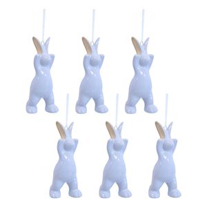 6x LVD Hanging Bunny Ceramic Ornament Home/Lounge Easter Decor Tidal 10.5cm
