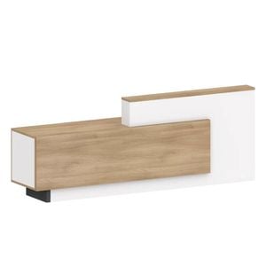 Swift 240CM Reception Desk Counter Desks Oak & White - Left Panel
