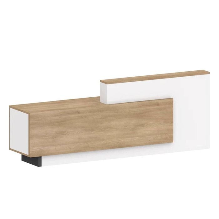 Swift 240CM Reception Desk Counter Desks Oak & White - Left Panel