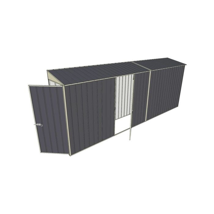 Build-a-Shed 0.8 x 5.2 x 2m Hinged Door Tunnel Shed With Single Hinged Side Door - Grey