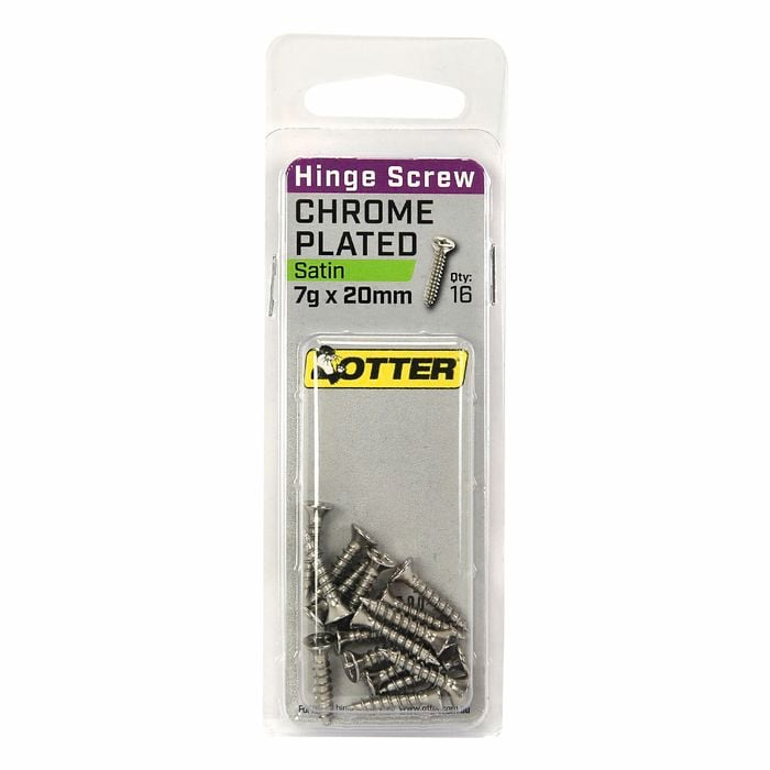 Otter 7 x 20mm Satin Chrome Hinge Screws - 16 Pack