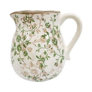 LVD Medium Evergreen Ceramic Floral Jug/Pitcher Kitchen Decor Green