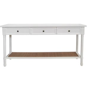 Resort Wood 80x160cm 3-Drawer Console Table Home/Office Furniture Rect White
