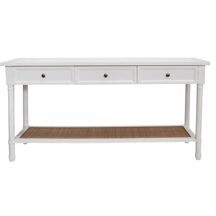 Resort Wood 80x160cm 3-Drawer Console Table Home/Office Furniture Rect White