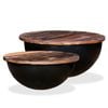 vidaXL 2 Pieces Solid Reclaimed Wood Coffee Table Set Black Bowl Shape Table