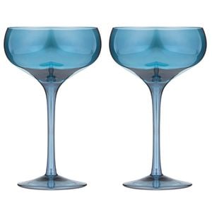 2pc Tempa Verity Drinking Crystal Stemware Coupe Glass Set - Sapphire