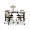 Milari 5 PCE Round 120cm Black Dining Set with Rattan Bentwood Chairs