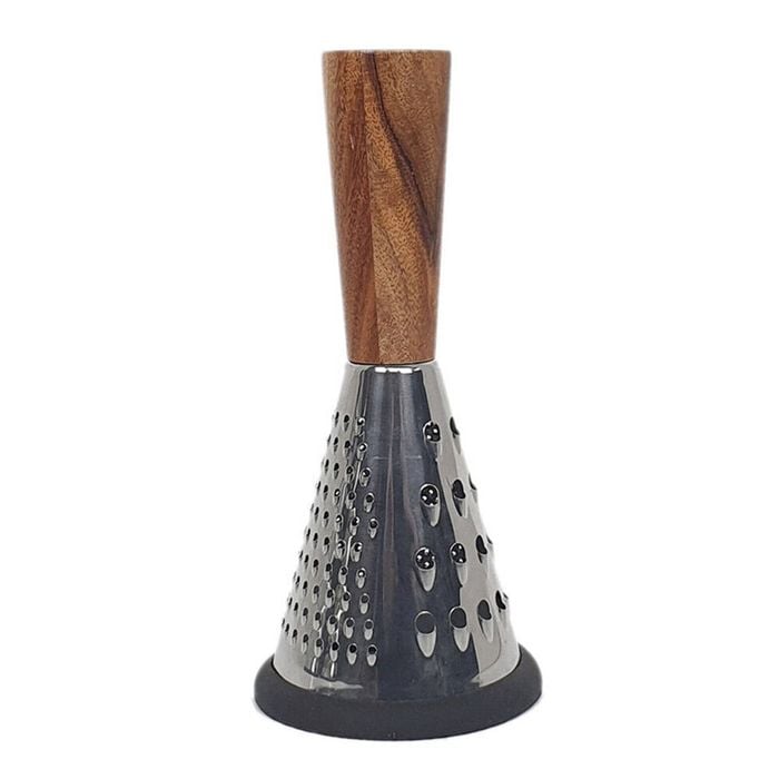 Cerve Acacia Handle & Stainless Steel Grater Non-slip Silicone Base 20cm Black