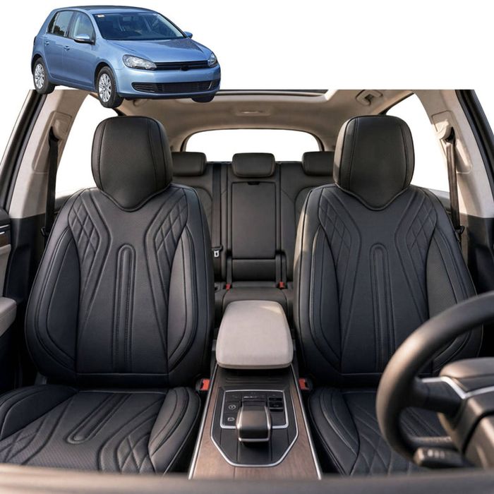 Australian Goose Front Seat Covers for VolksWagen Golf 2009 - 2013 (Hatch/Wagon (MK6)) - PU Leather, Black (2pc)
