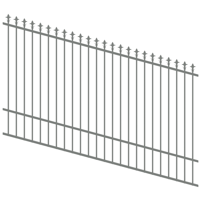 ProtectorAl 1201-2400W x 1500H Palladium Silver Spear Top Pool Fence Panel Raked Up to 15º