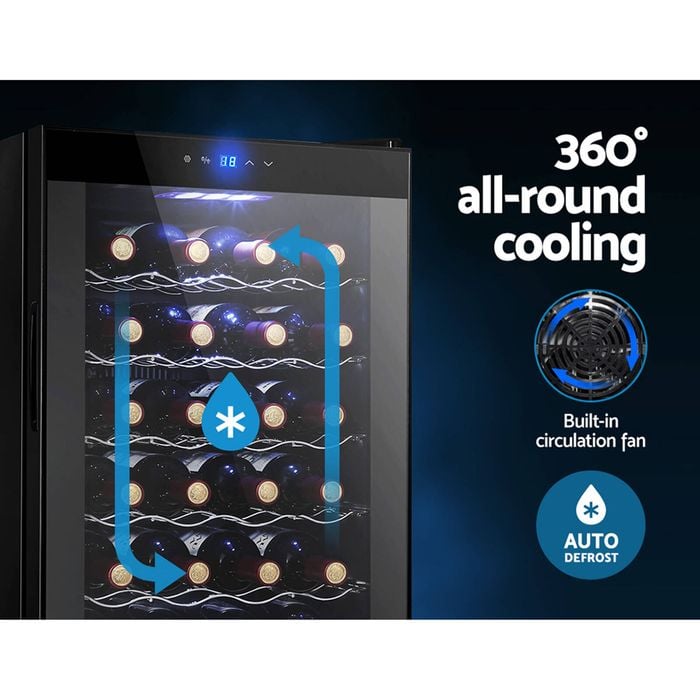 Devanti Black 28 Bottle Wine Cooler Fridge Bunnings Australia