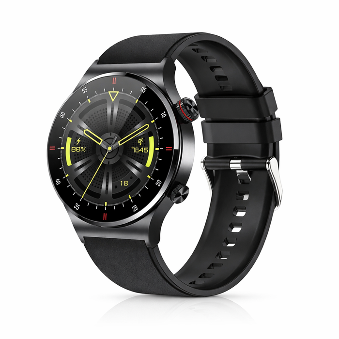 Smart Watch With Bluetooth Calling – Amoled Touch Screen Nfc Waterproof Fitness Smartwatch For Android & Ios Black Rubber