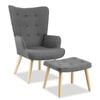 Artiss Armchair Set with Ottoman Grey Lansar