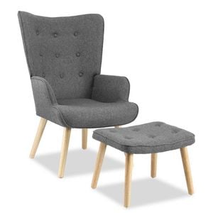 Artiss Armchair Set with Ottoman Grey Lansar