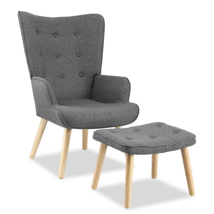 Artiss Armchair Set with Ottoman Grey Lansar
