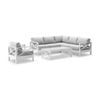 Kansas Corner Set Arm Chair/coffee Table White & Olefin Grey Cushions