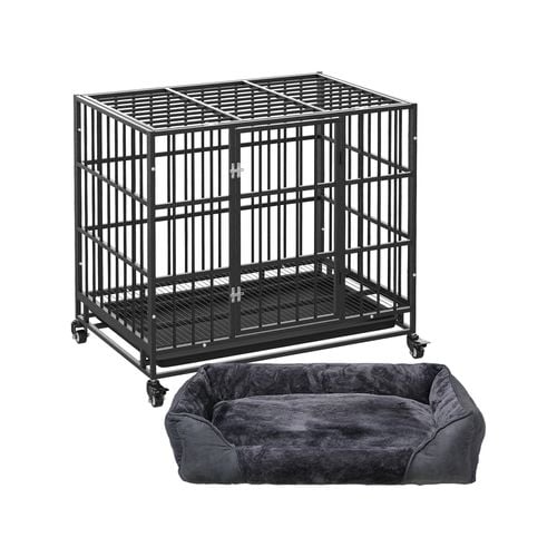 38 Dog Crate Pet Cage Heavy Duty Foldable Kennel Portable w Pet Calming Bed XXL Bunnings Australia