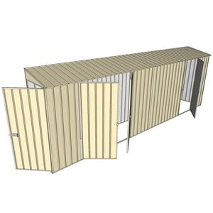 Build-a-Shed 0.8 x 6 x 2m Hinged Door Tunnel Shed with Double and Single Side Doors - Cream