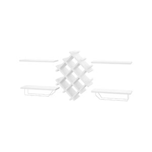 Costway Wall Mounted 7 Bottle Wine Rack w/2 Wine Glass Rack & Shelf Bistro Bar