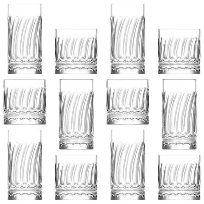 LAV 12 Piece Wave Glass Tumbler Set