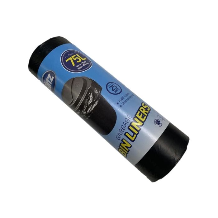 Glitz 75L Black Garbage Bags - 25 Pack